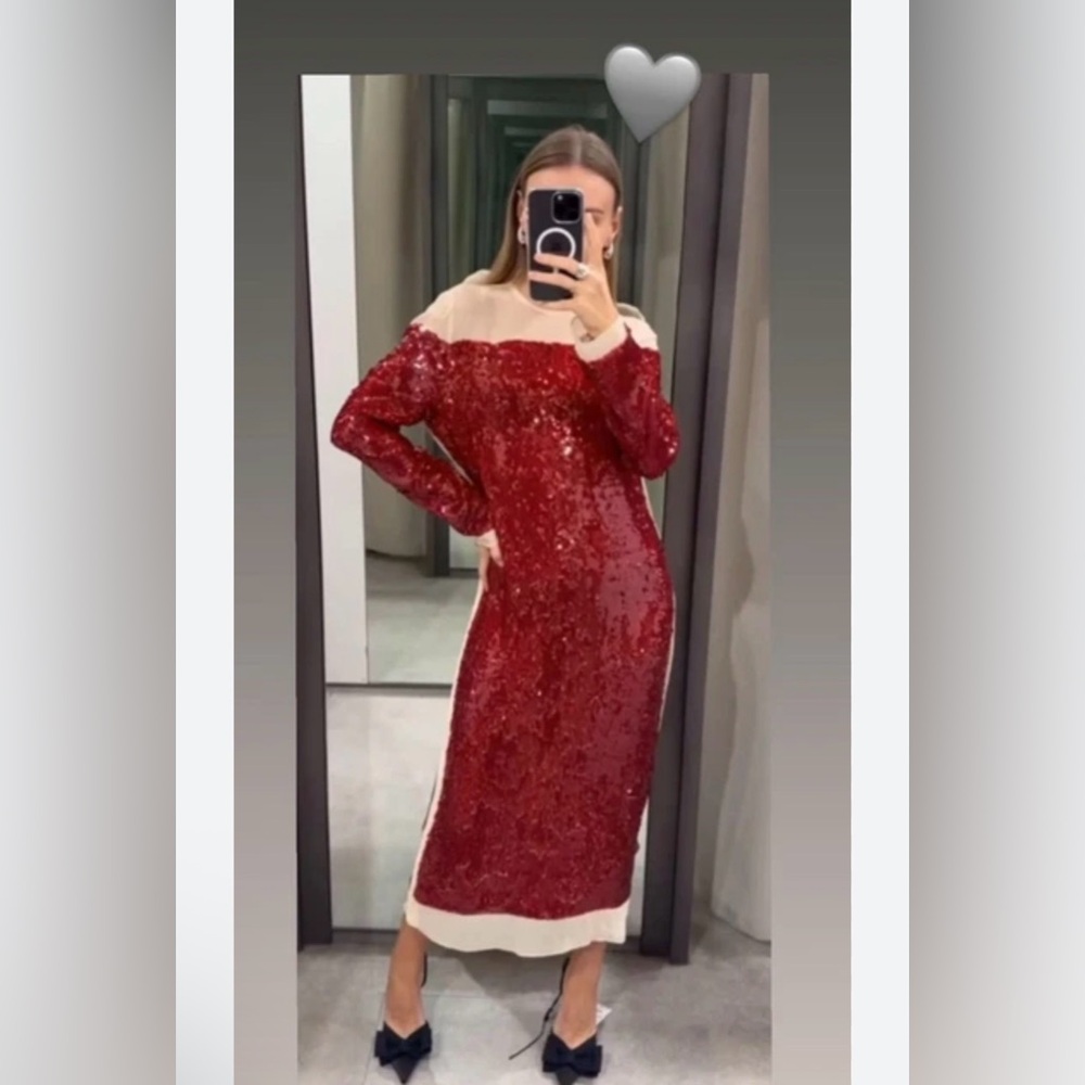ZARA SEQUIN CHIFFON DRESS ZW COLLECTION - Picture 10 of 12